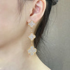 ¡®Lumi¡¯CLOVER 3 MOTIFS DIAMOND PAVED ROSE GOLD EARRINGS