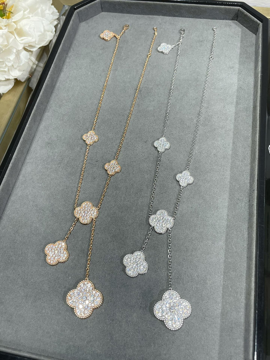 ¡®Lumi¡¯CLOVER 6 MOTIF DIAMOND PAVED NECKLACE