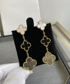 ¡®Lumi¡¯CLOVER 3 MOTIF MOP ONYX DARK MOP PINK GOLD EARRINGS