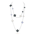 Lumi® Kleeblatt-Halskette mit 16 Motiven aus Chalcedon und Perlmutt