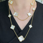 Lumi® Kleeblatt-Halskette mit 16 Motiven, weiß, mit Perlmutt- und Goldmuster