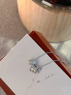 ¡®Lumi¡¯PERLEE DOUBLE PENDANT SILVER DIAMOND NECKLACE