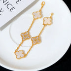 [Lumi jewelry]CLOVER WHITE PEARL MOP 5 MOTIF BRACELET COLLECTION