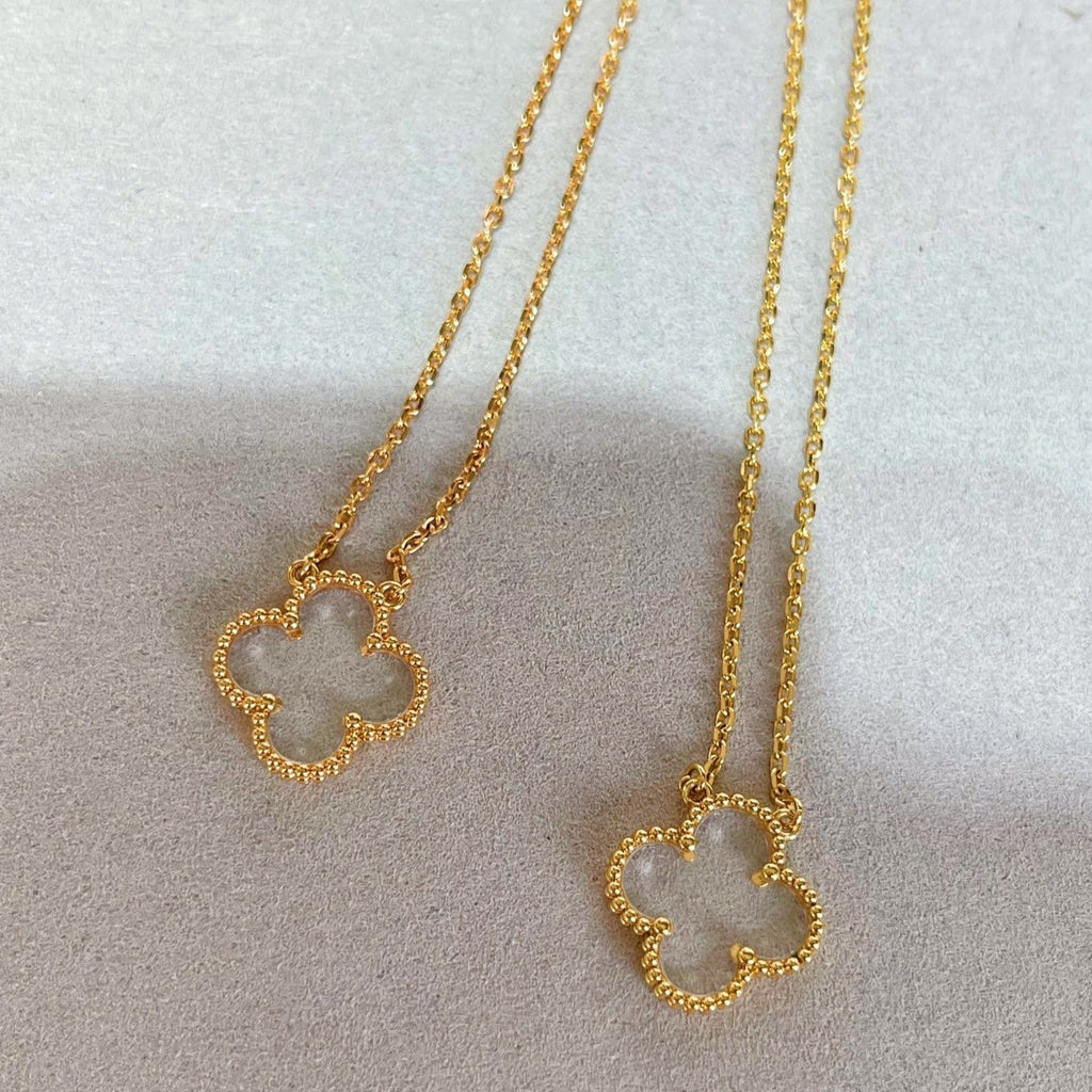 ¡®Lumi¡¯CLOVER ROCK CRYSTAL ROSE GOLD NECKLACE