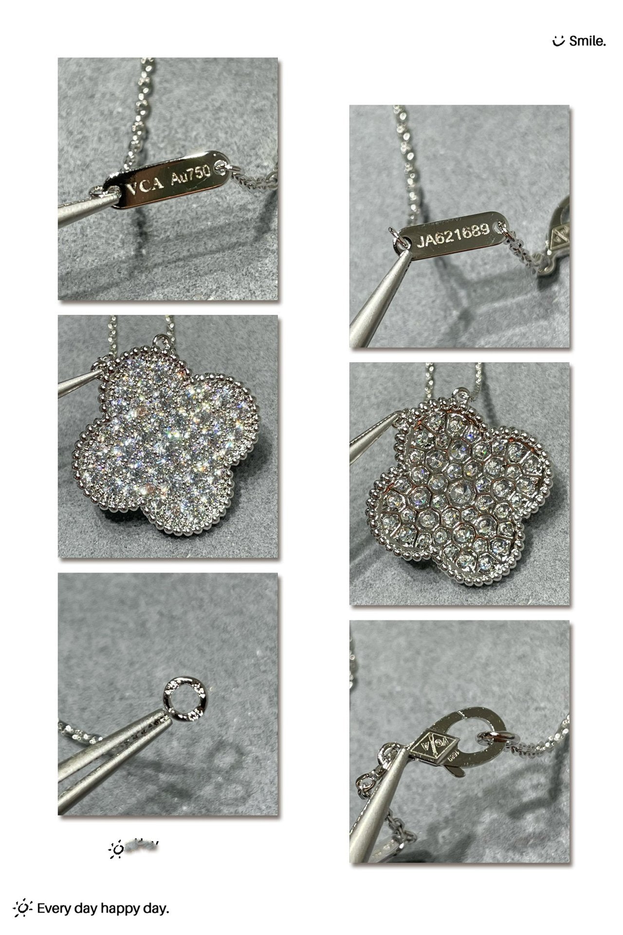 Lumi® CLOVER 25MM GROSSER ANHÄNGER MIT DIAMANTENPAVED SILBERKETTE