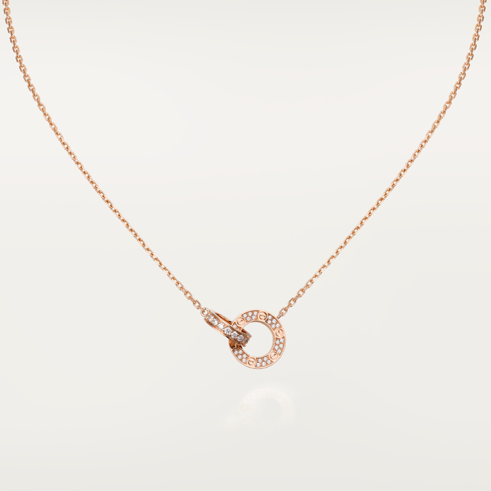 ¡®Lumi¡¯LOVE 7.6MM NECKLACE ROSE GOLD AND SILVER  FULL DIAMOND