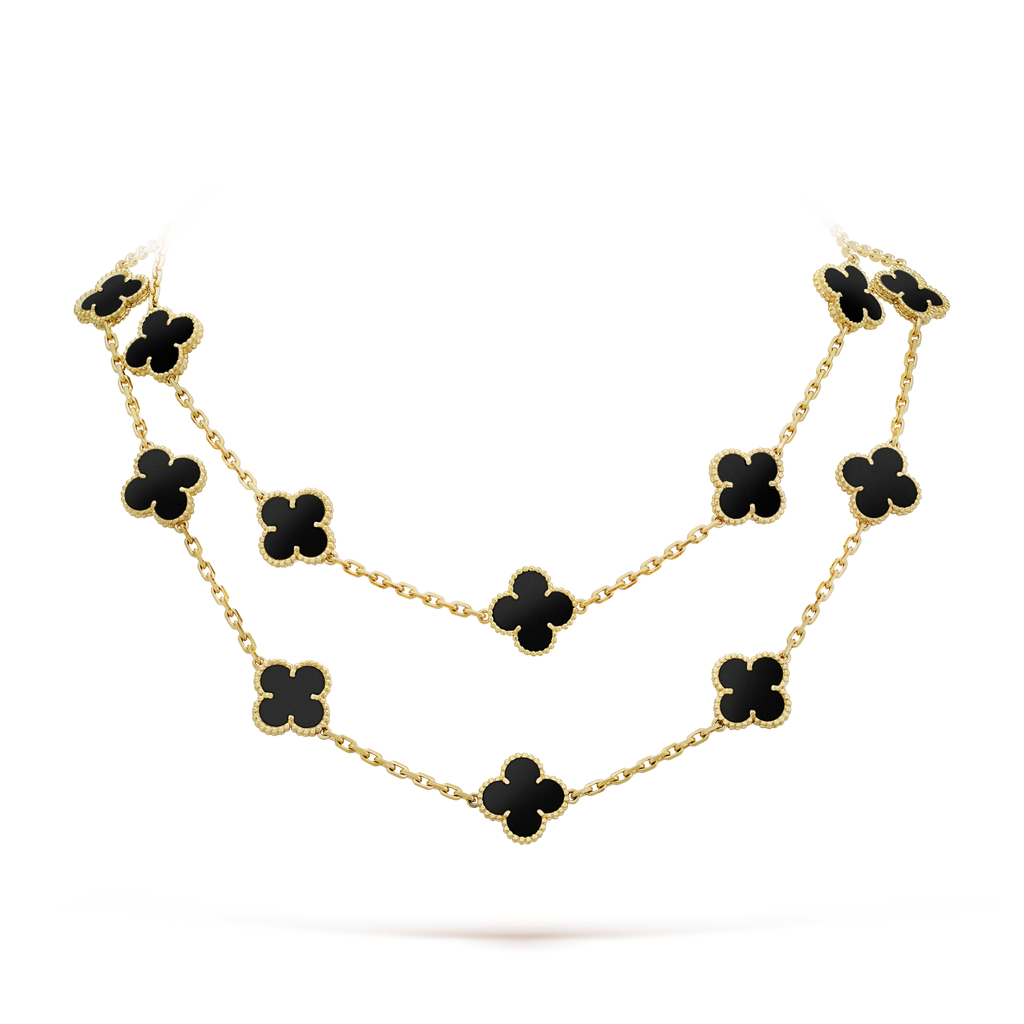 ¡®Lumi¡¯CLOVER 20 MOTIFS ONYX NECKLACE