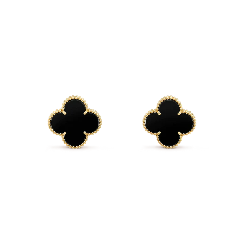 ¡®Lumi¡¯CLOVER MEDIUM 1 MOTIFS  ONYX STUD EARRINGS
