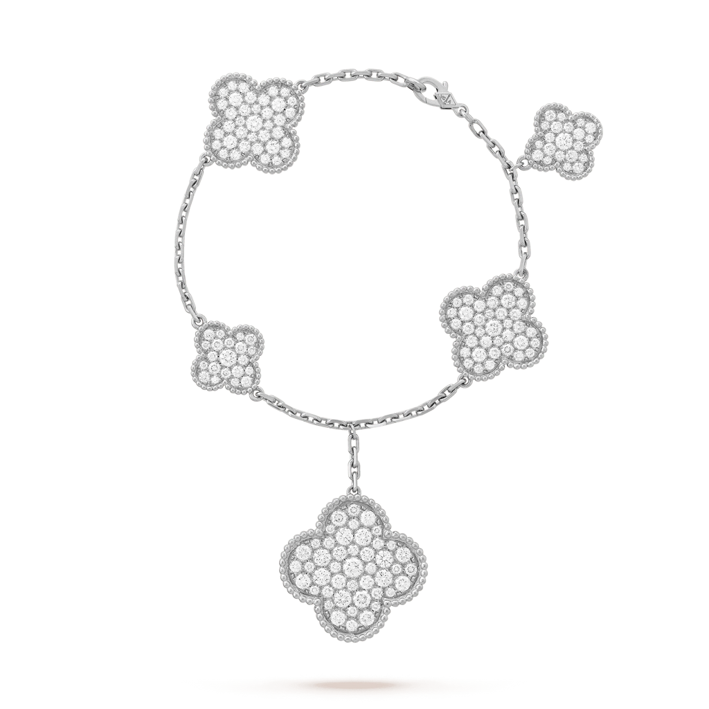 ¡®Lumi¡¯CLOVER 6 MOTIFS SILVER DIAMOND BRACELET