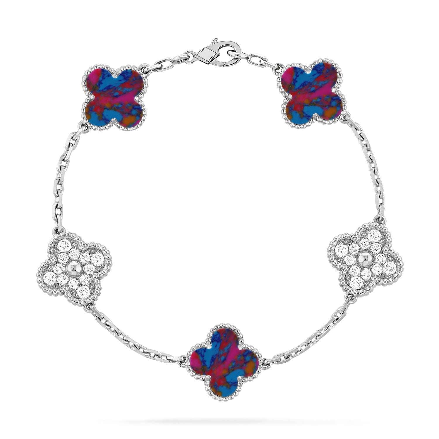 [Lumi]New CLOVER 5 MOTIF COLOR GEMSTONES BRACELET COLLECTION