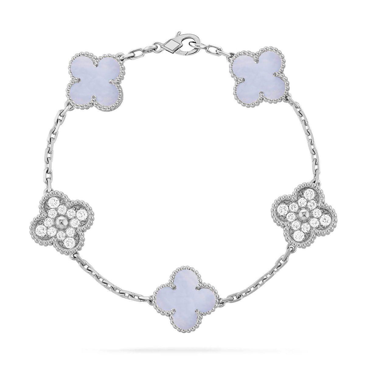 [Lumi]New  CLOVER 5 MOTIF PURPLE CHALCEDONY BRACELET COLLECTION