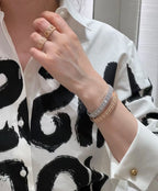 [Lumi Jewelry]2026 WOVEN-PATTERN BRACELET SET WITH FULL DIAMOND INLAY THREE-COLORS