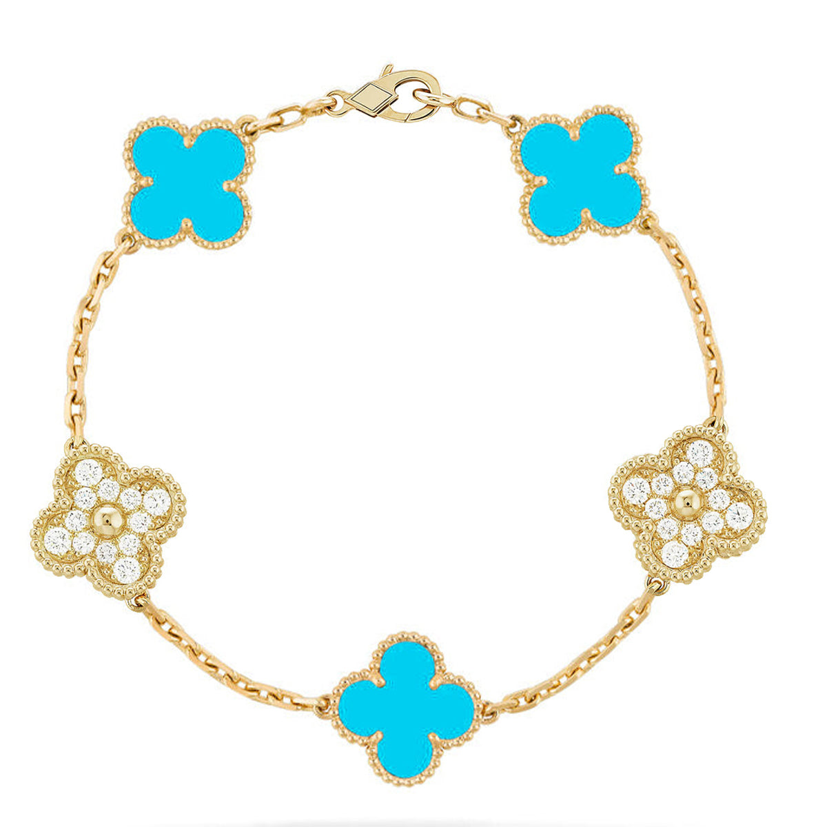[Lumi]New  CLOVER 5 MOTIF TURQUOISE BRACELET COLLECTION