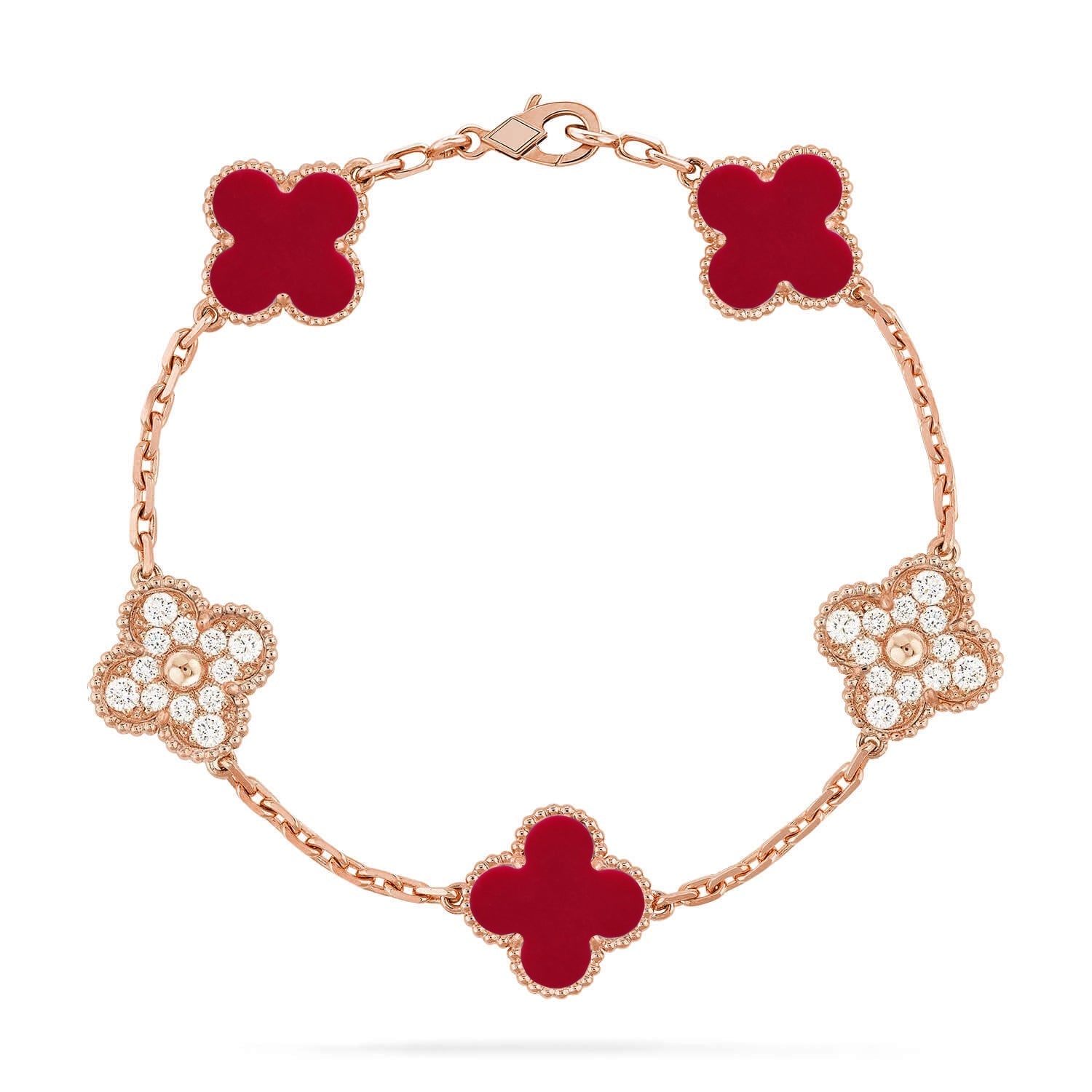 [Lumi]New  CLOVER 5 MOTIF RED CORNELIAN BRACELET COLLECTION