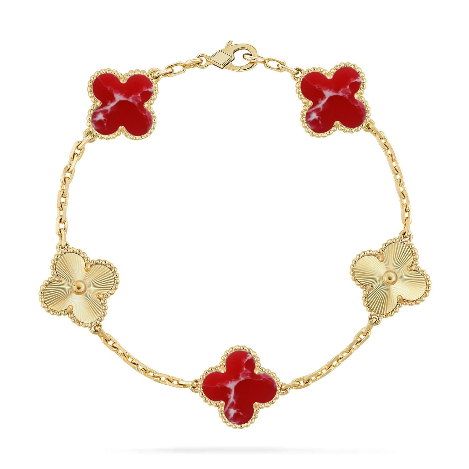 [Lumi jewelry]CLOVER 5 MOTIF RED PATTERN BRACELET COLLECTION