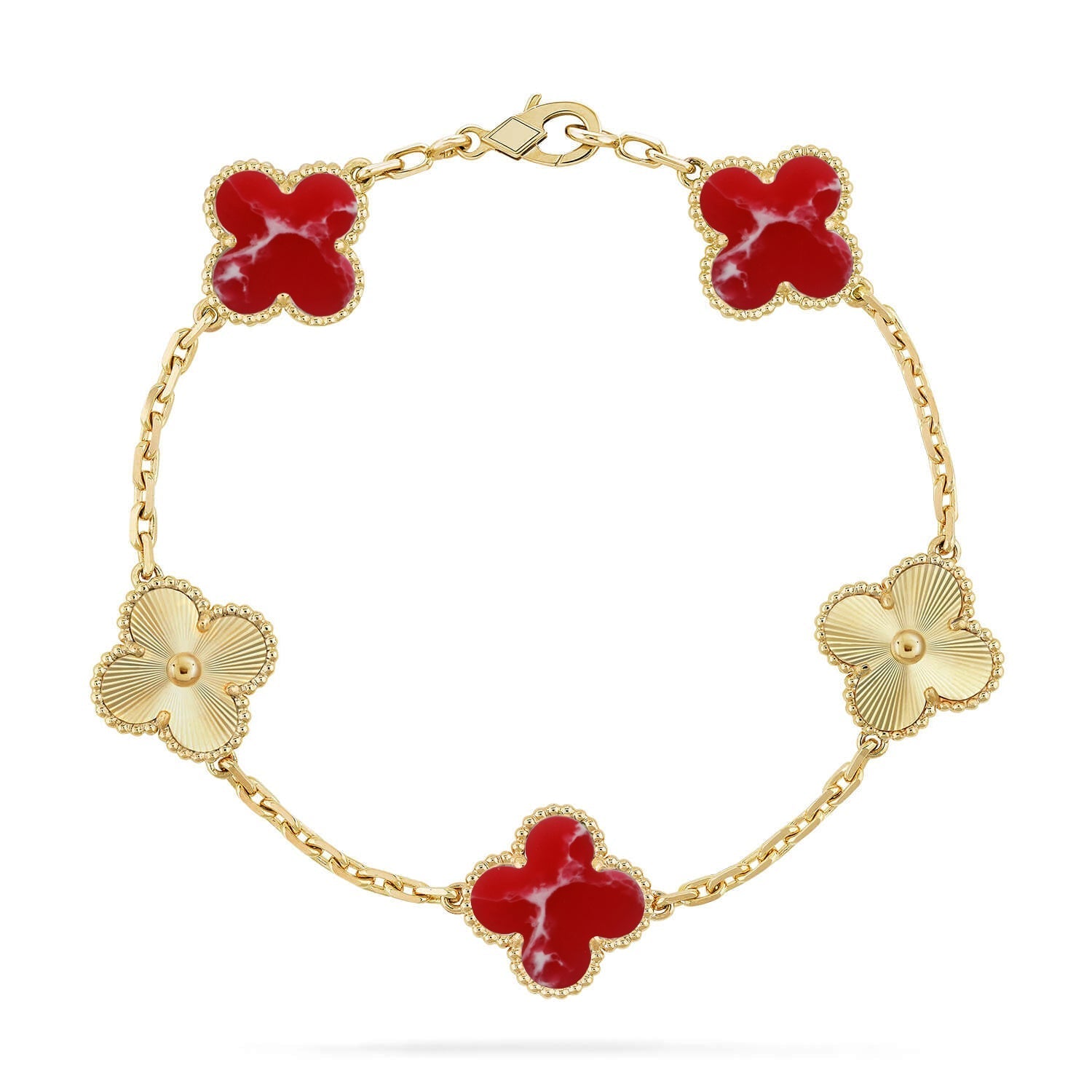 [Lumi]New CLOVER 5 MOTIF RED PATTERN BRACELET COLLECTION