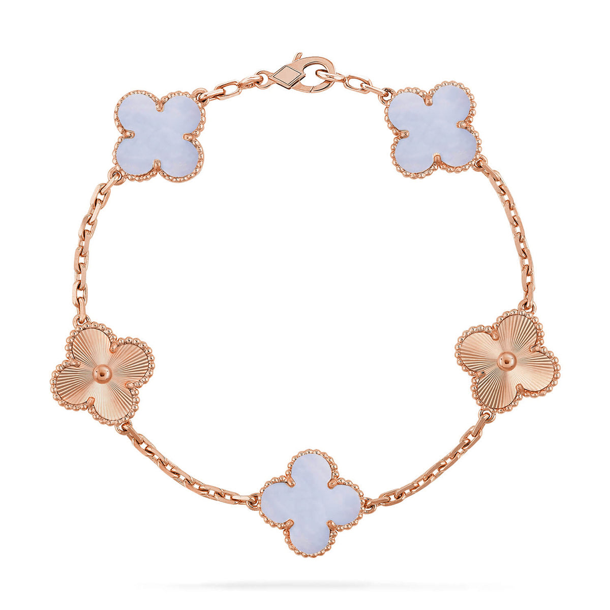 [Lumi]New  CLOVER 5 MOTIF PURPLE CHALCEDONY BRACELET COLLECTION