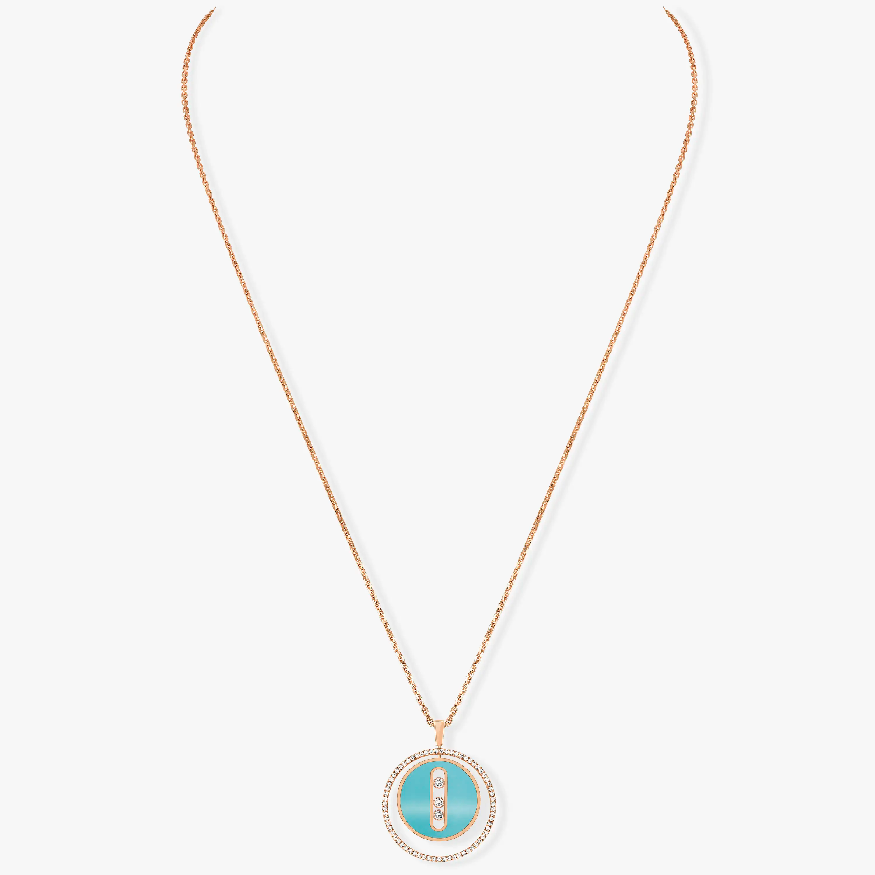 [Imperial] MOVE 3 DIAMONDS TURQUOISE PINK GOLD DIAMOND NECKLACE