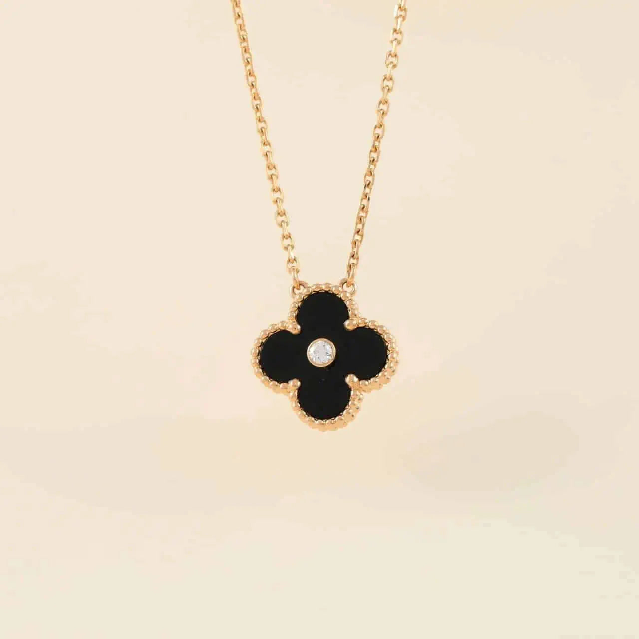 Lumi® CLOVER 15MM DIAMANT-ONYX-HALSKETTE