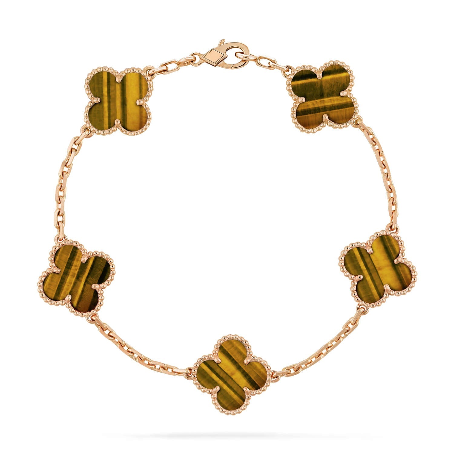[Lumi]New  CLOVER 5 MOTIFS TIGER EYE BRACELET COLLECTION