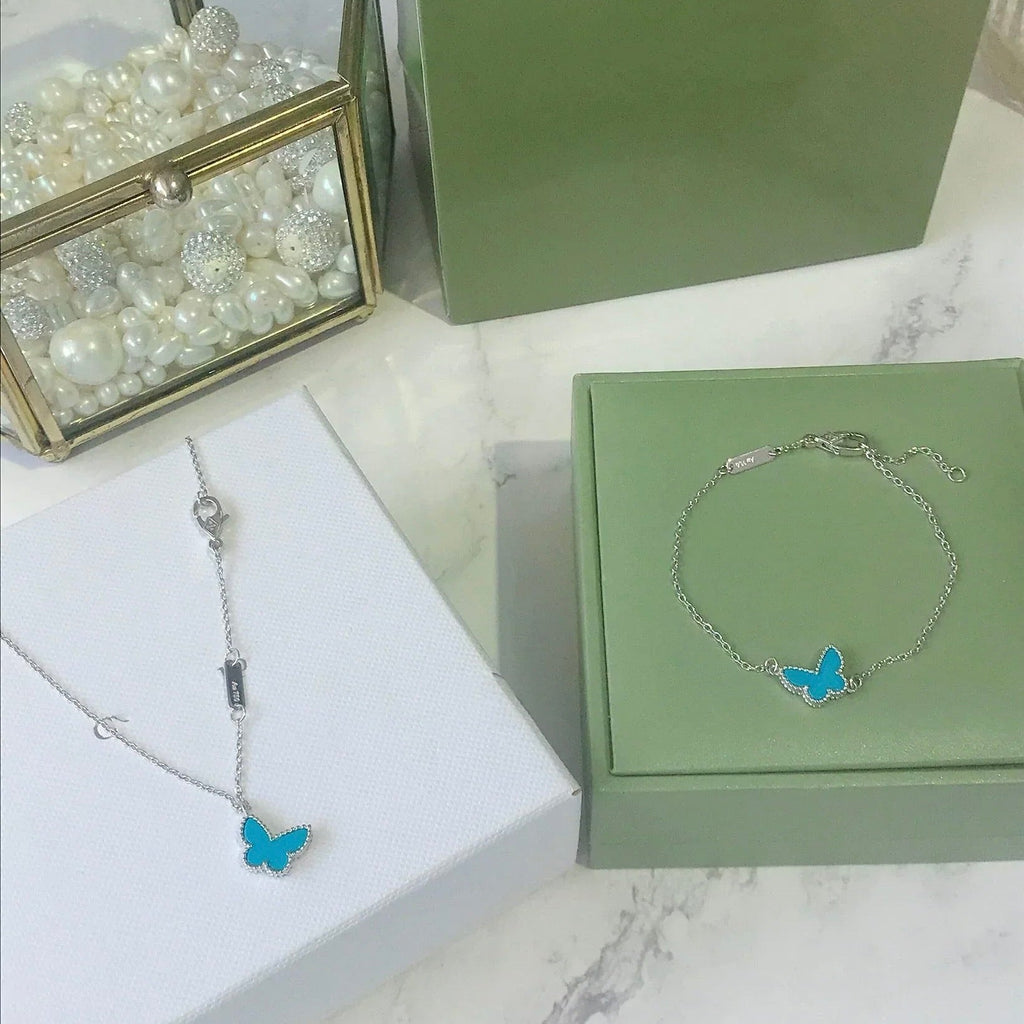 ¡®Lumi¡¯BUTTERFLY TURQUOISE BUTTERFLY BRACELET SILVER