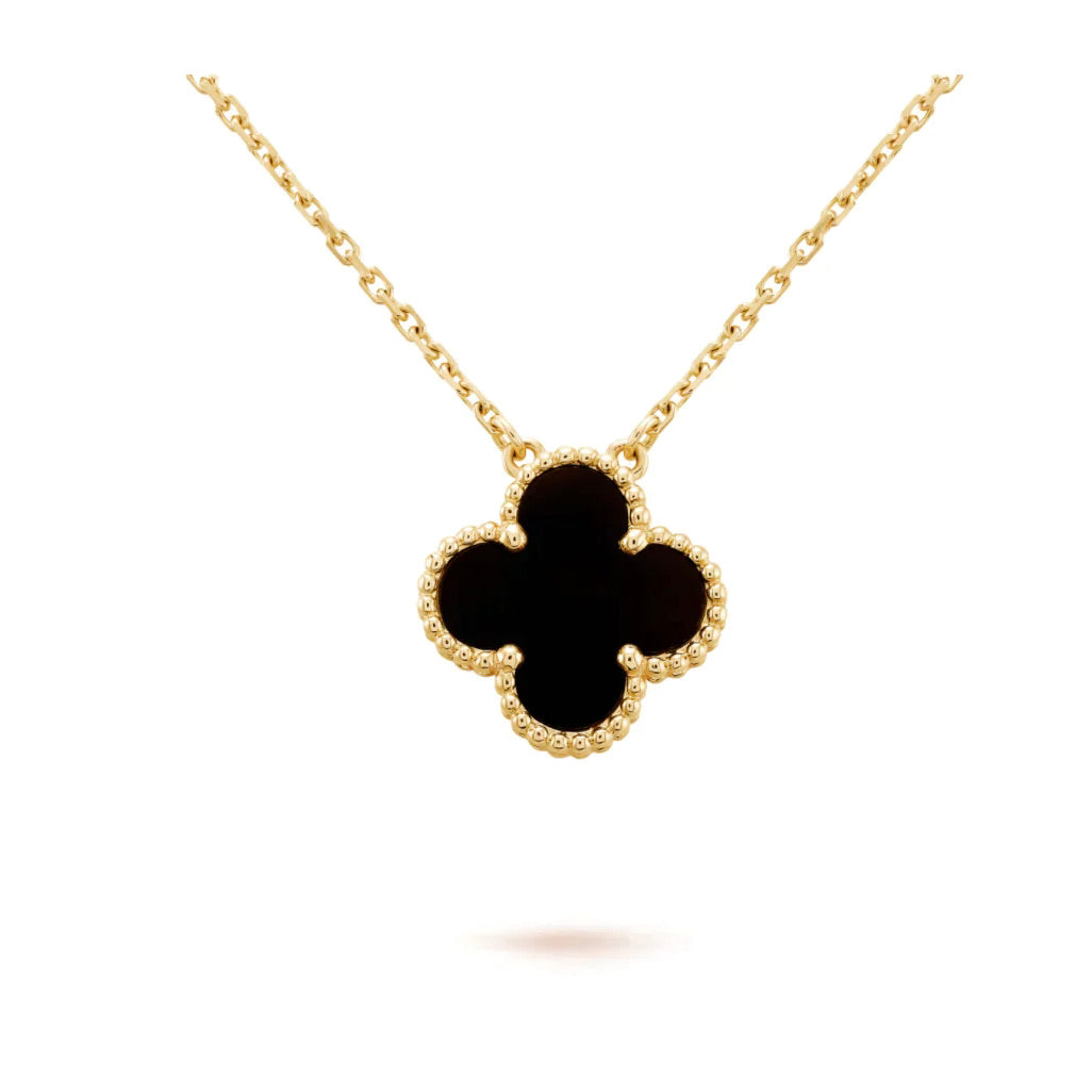 ¡®Lumi¡¯CLOVER 15MM BLACK ONYX SINGLE FLOWER NECKLACE