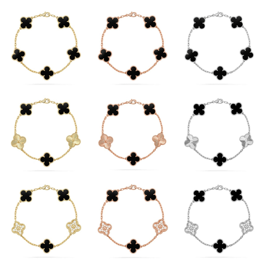 [Lumi jewelry] CLOVER 5 MOTIF ONYXS BRACELET COLLECTION