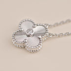 Lumi® CLOVER 15MM DIAMANT-LASER-HALSKETTE SILBER