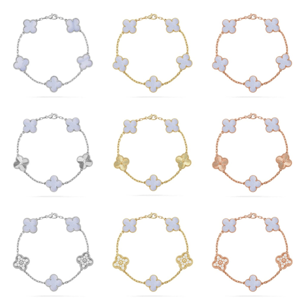 [Lumi jewelry] CLOVER 5 MOTIF PURPLE CHALCEDONY BRACELET COLLECTION