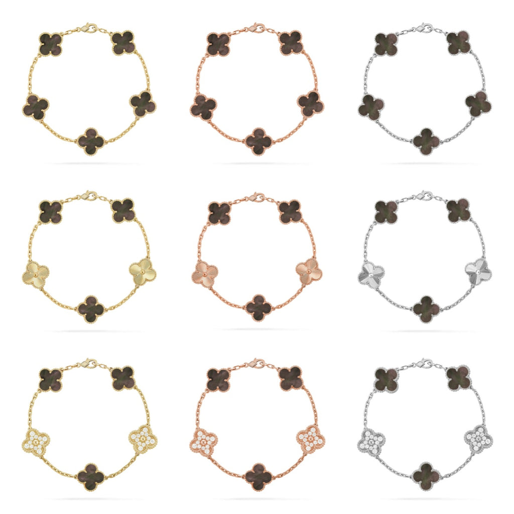 [Lumi jewelry] CLOVER 5 MOTIF GRAY MOP BRACELET COLLECTION