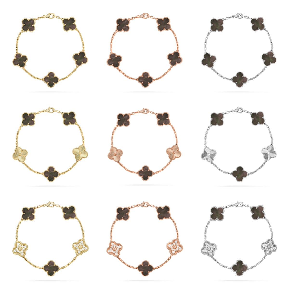 [Lumi jewelry] CLOVER 5 MOTIF GRAY MOP BRACELET COLLECTION