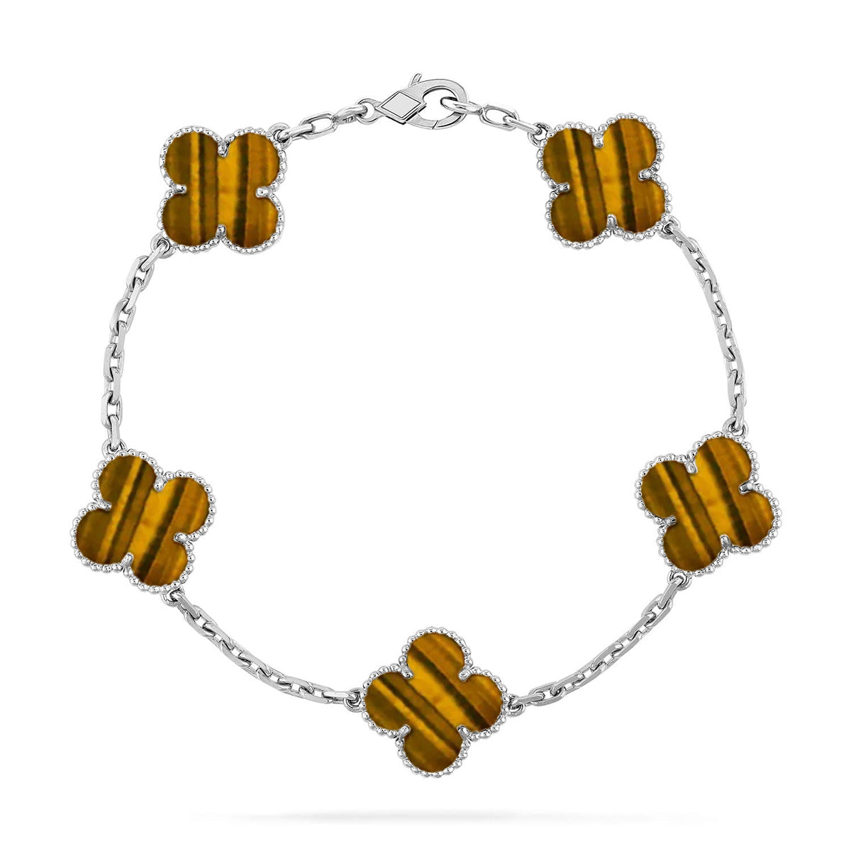 [Lumi jewelry] CLOVER 5 MOTIFS TIGER EYE BRACELET COLLECTION