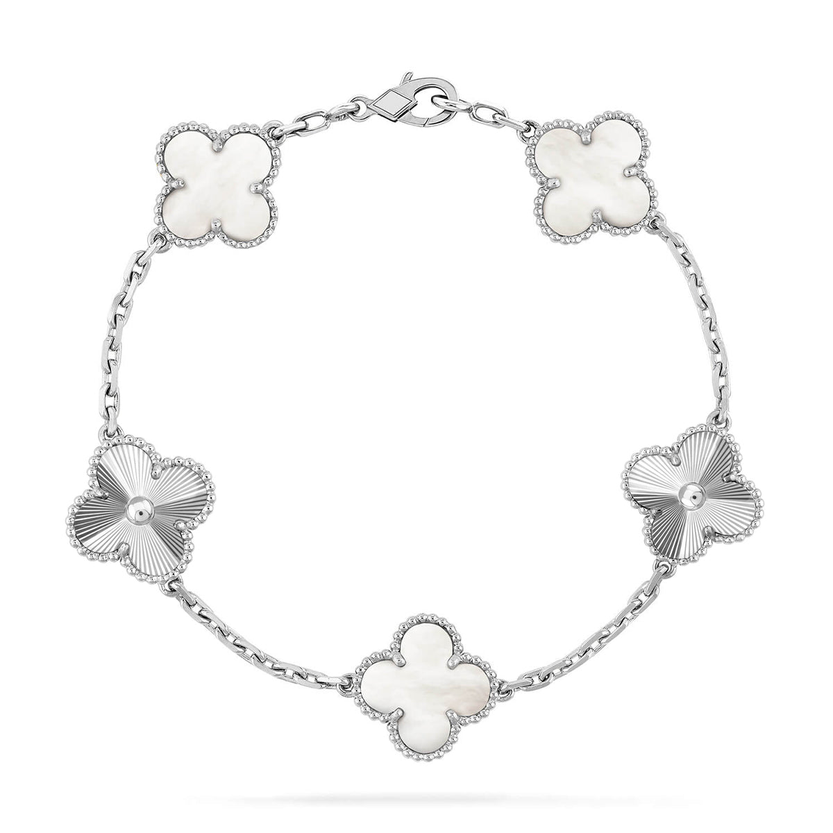 [Lumi jewelry]CLOVER WHITE PEARL MOP 5 MOTIF BRACELET COLLECTION