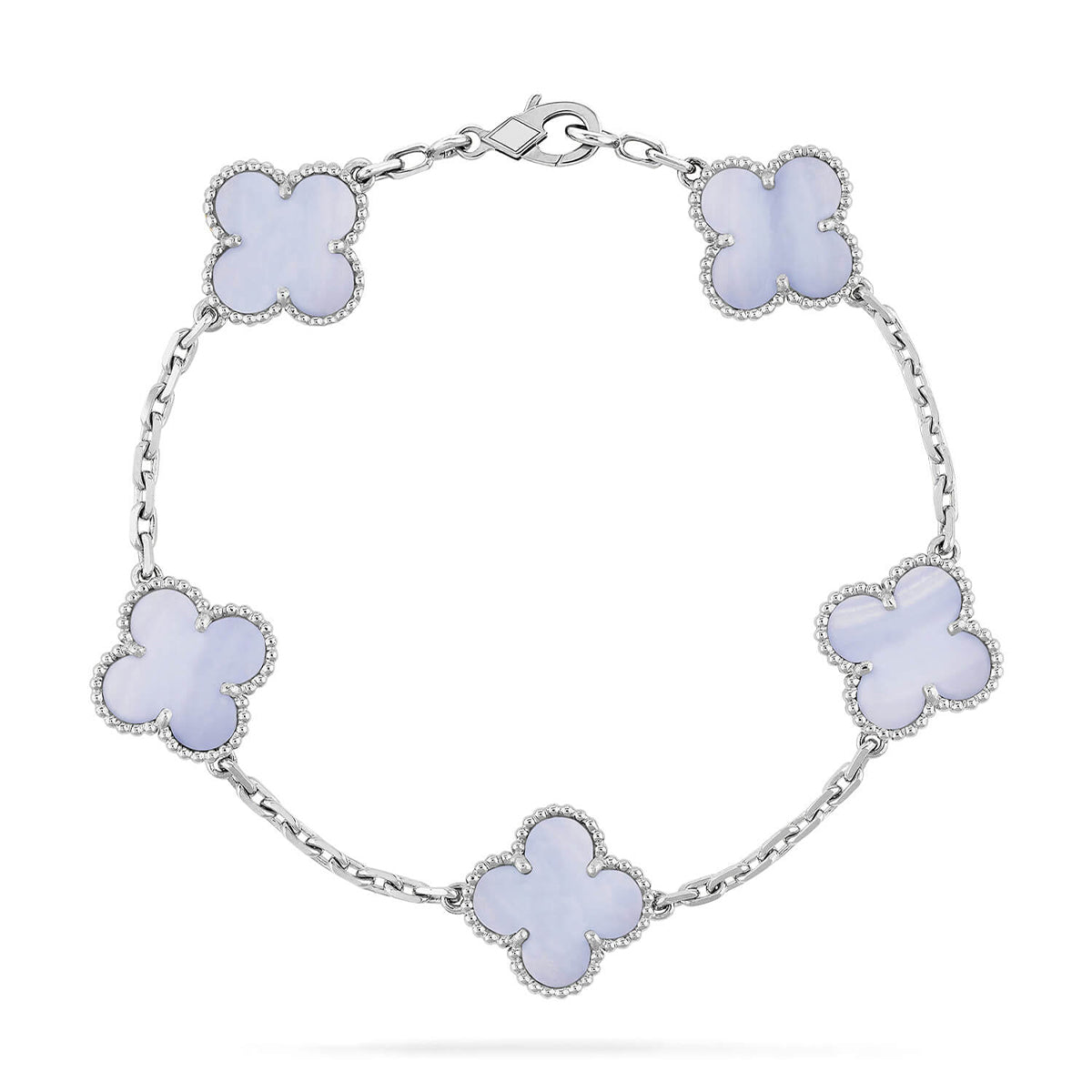 [Lumi]New  CLOVER 5 MOTIF PURPLE CHALCEDONY BRACELET COLLECTION