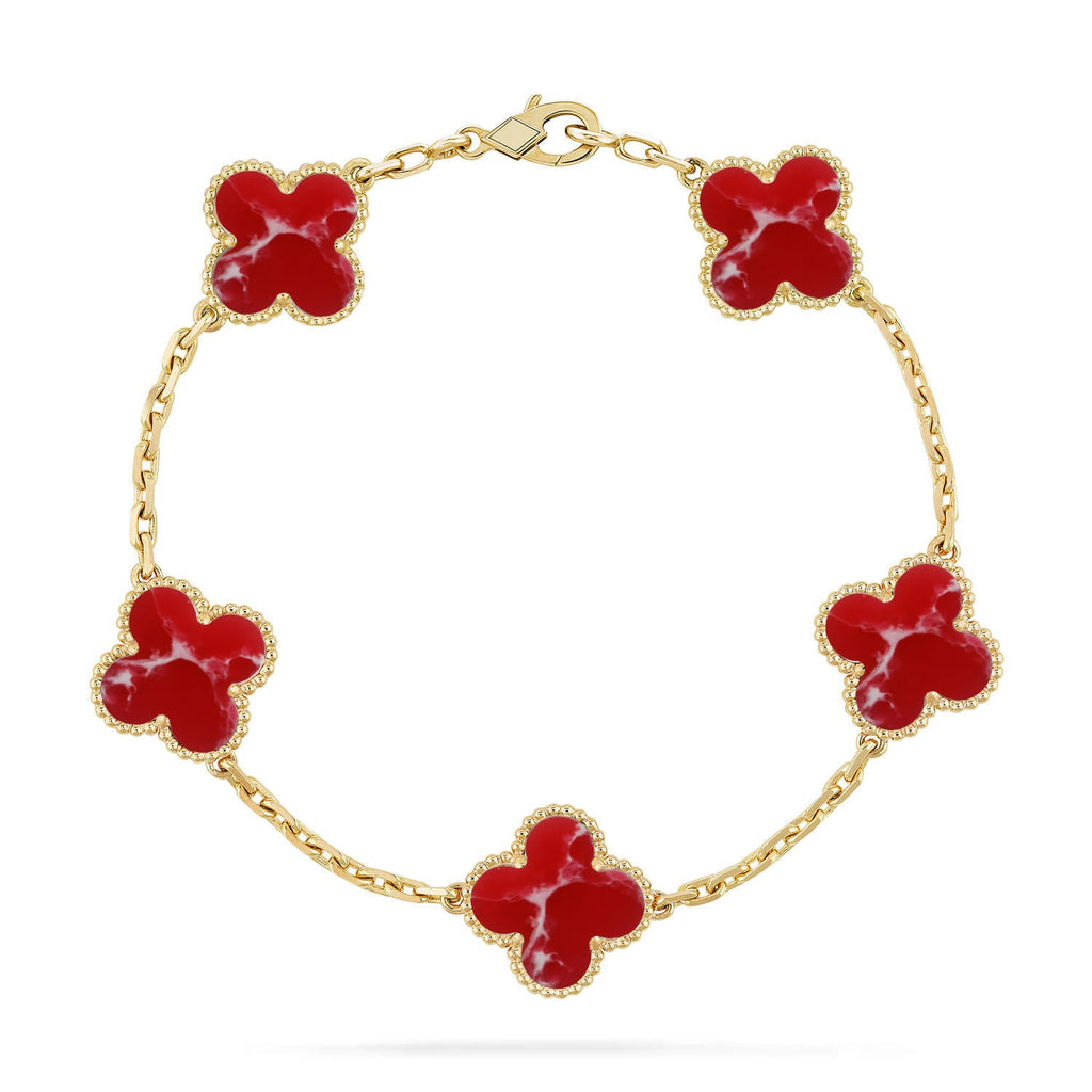 [Lumi jewelry]CLOVER 5 MOTIF RED PATTERN BRACELET COLLECTION
