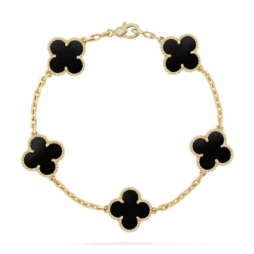 [Lumi jewelry] CLOVER 5 MOTIF ONYXS BRACELET COLLECTION