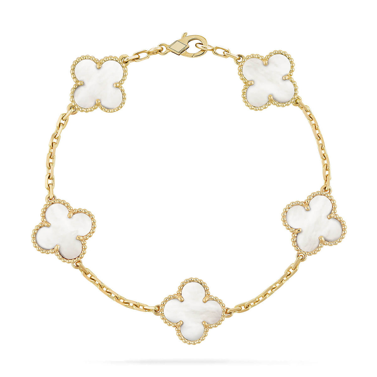 [Lumi jewelry]CLOVER WHITE PEARL MOP 5 MOTIF BRACELET COLLECTION