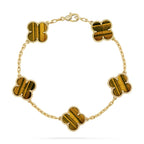 [Lumi jewelry] CLOVER 5 MOTIFS TIGER EYE BRACELET COLLECTION