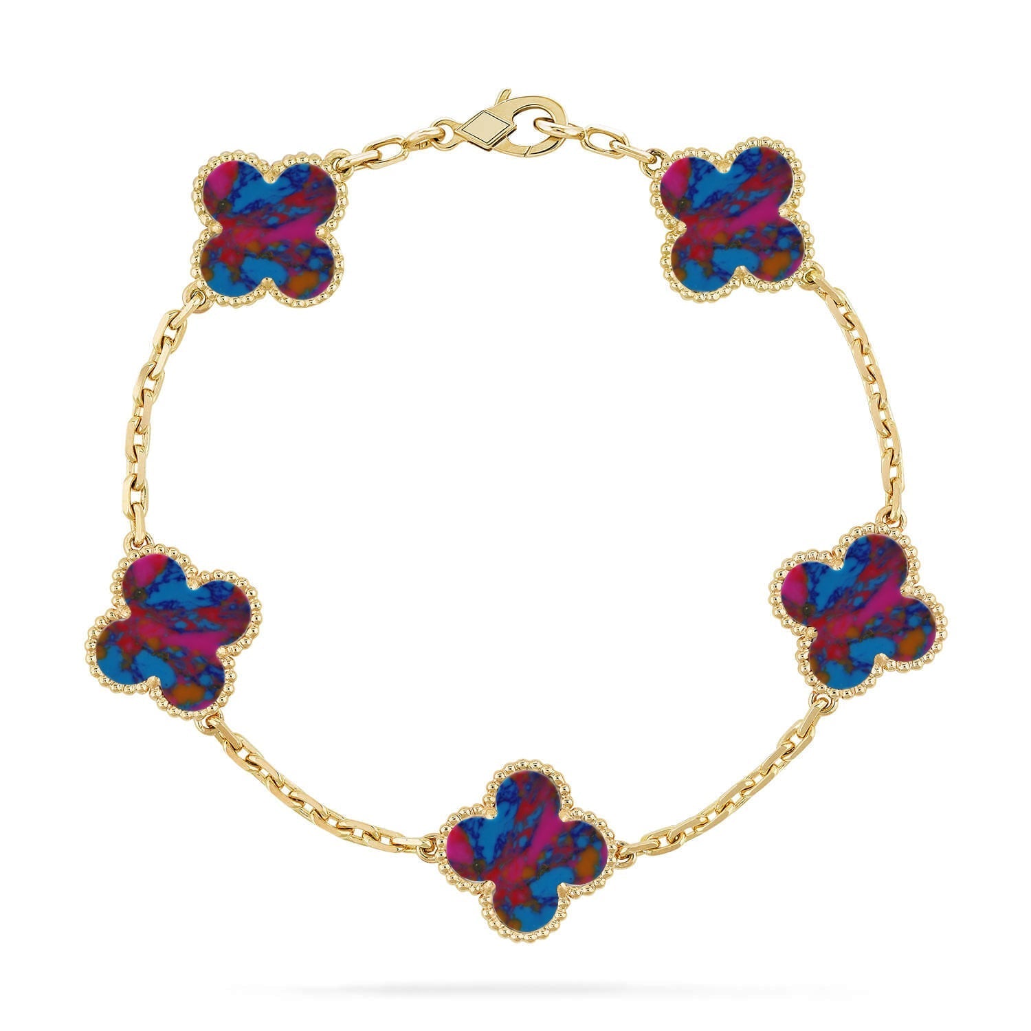 [Lumi]New CLOVER 5 MOTIF COLOR GEMSTONES BRACELET COLLECTION