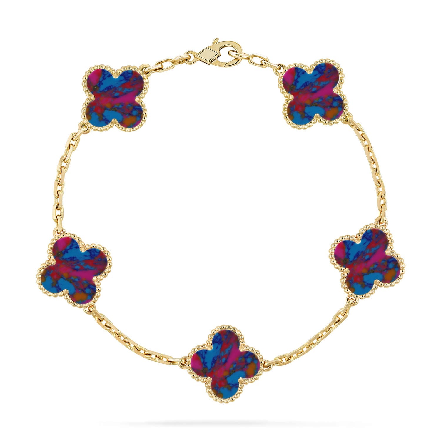 [Lumi jewelry]CLOVER 5 MOTIF COLOR GEMSTONES BRACELET COLLECTION