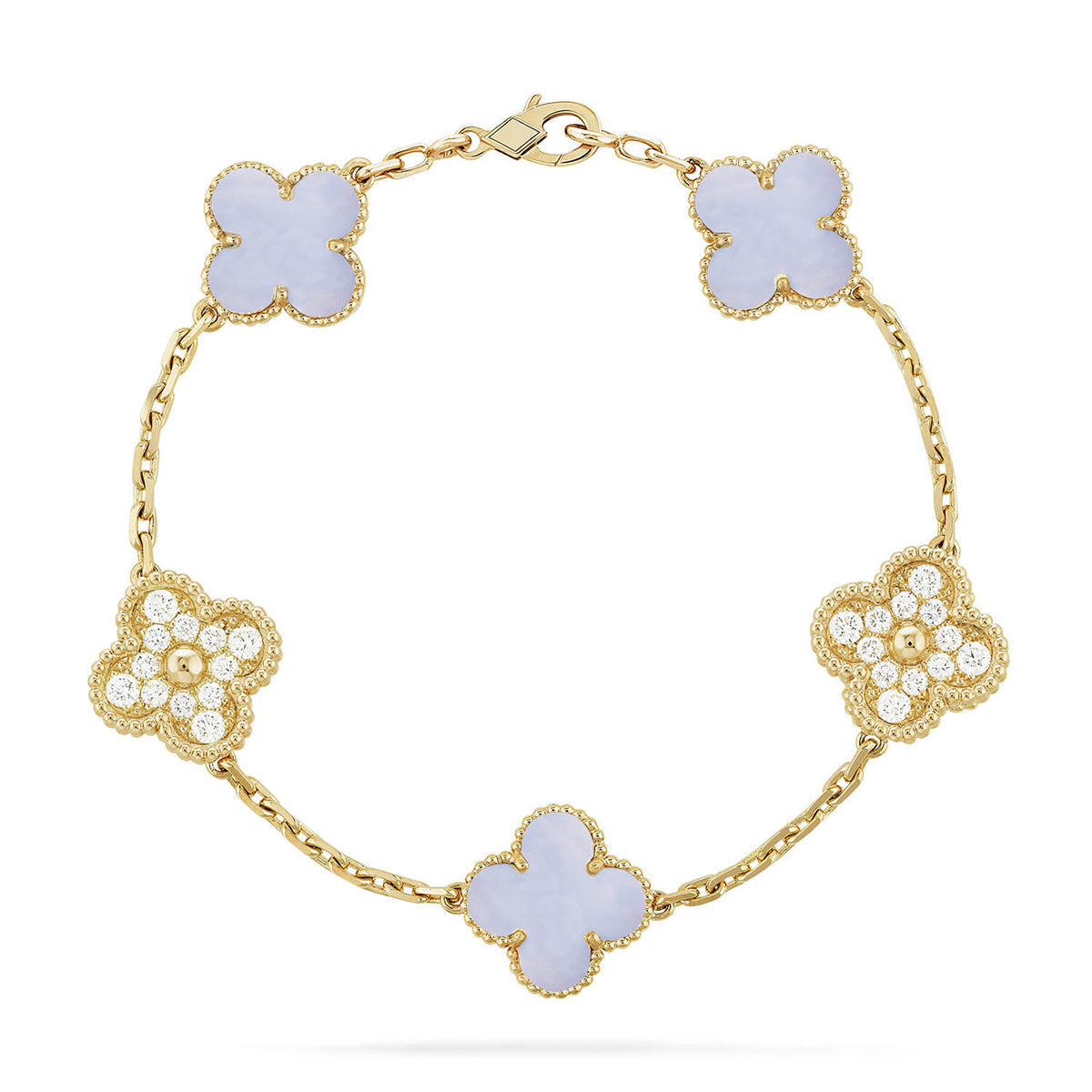 [Lumi]New  CLOVER 5 MOTIF PURPLE CHALCEDONY BRACELET COLLECTION