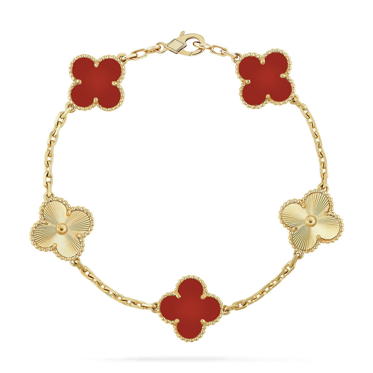 [Lumi jewelry] CLOVER 5 MOTIF RED CORNELIAN BRACELET COLLECTION