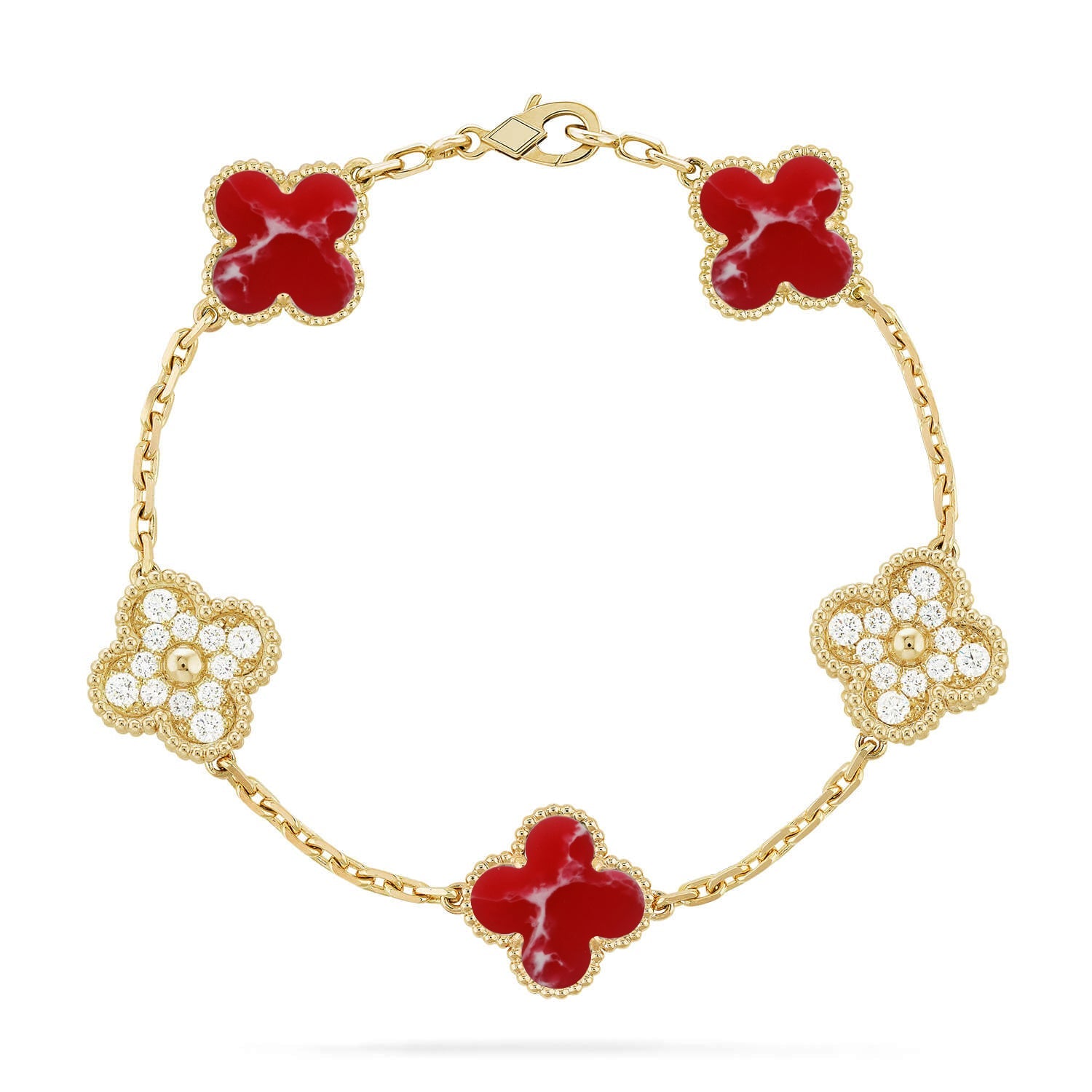 [Lumi jewelry]CLOVER 5 MOTIF RED PATTERN BRACELET COLLECTION