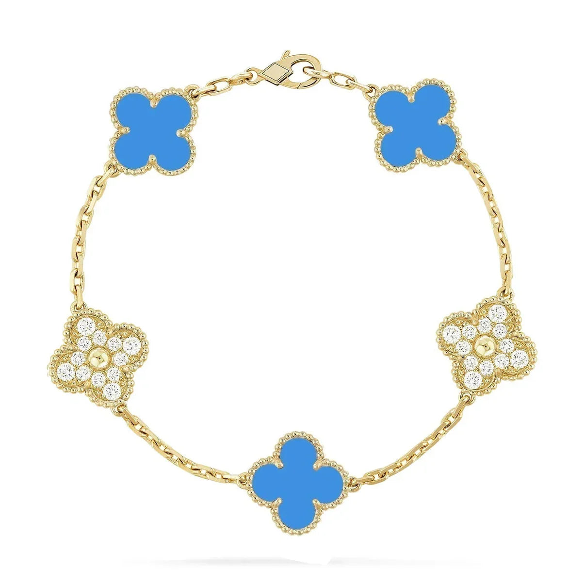 [Lumi jewelry] CLOVER 5 MOTIF BLUE AGATE BRACELET COLLECTION