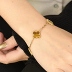 [Lumi jewelry] CLOVER 5 MOTIFS TIGER EYE BRACELET COLLECTION
