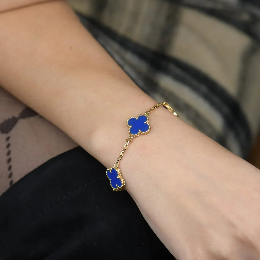[Lumi]New  CLOVER 5 MOTIF BLUE AGATE BRACELET COLLECTION