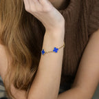 [Lumi]New  CLOVER 5 MOTIF BLUE AGATE BRACELET COLLECTION