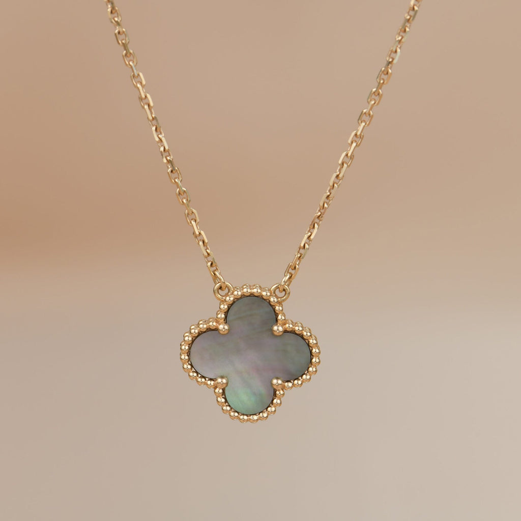 ¡®Lumi¡¯CLOVER 15MM  GRAY MOTHER OF PEARL NECKLACE