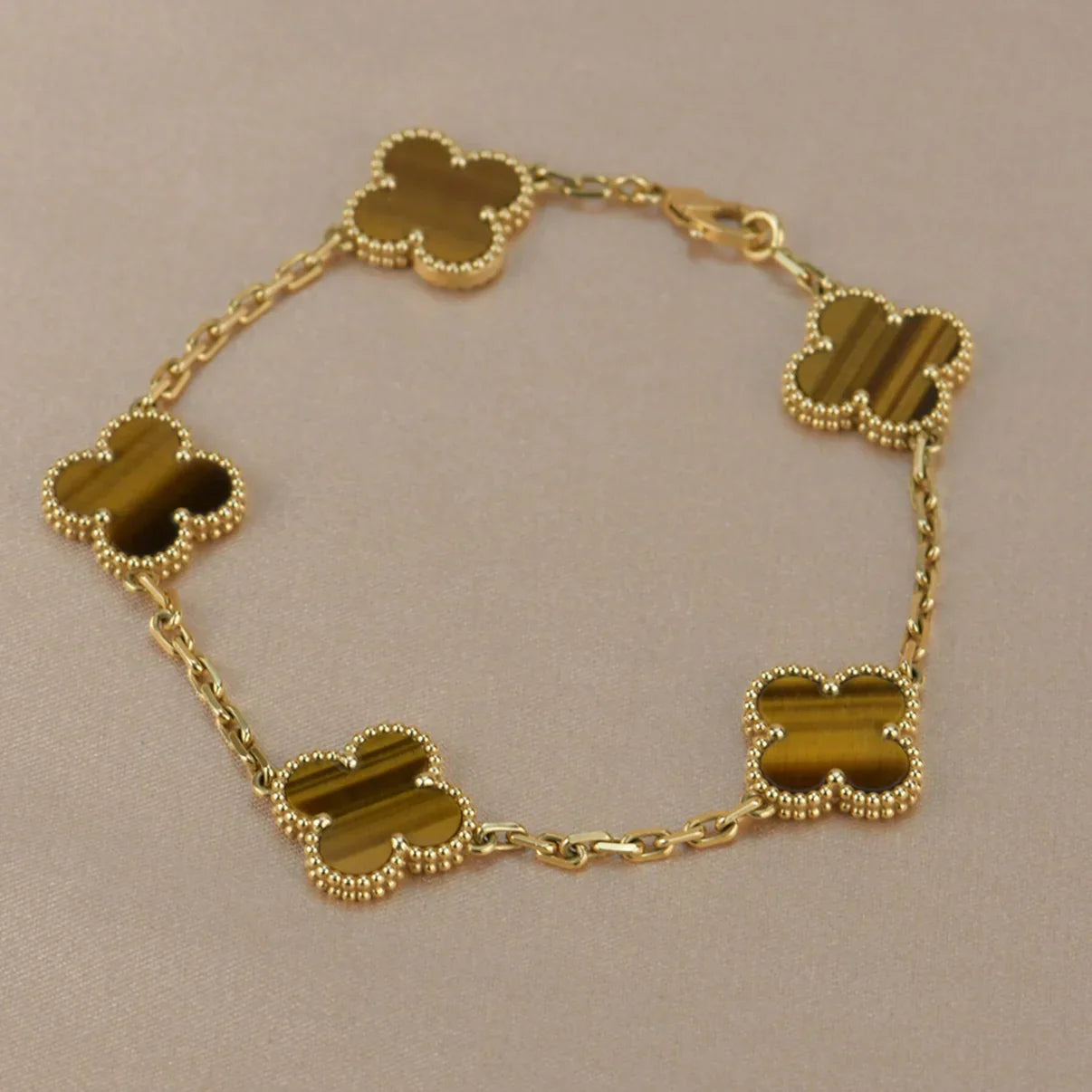 [Lumi]New  CLOVER 5 MOTIFS TIGER EYE BRACELET COLLECTION
