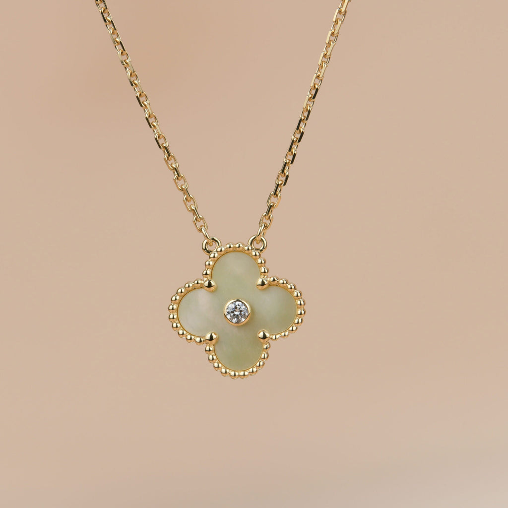 ¡®Lumi¡¯CLOVER 15MM DIAMOND GOLD MOTHER OF PEARL NECKLACE